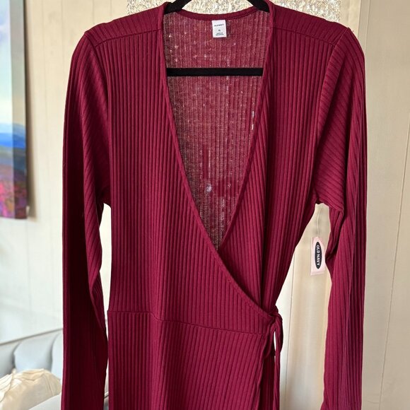 NWT Burgundy Midi Wrap Sweater Dress from Old Navy Sz XL - Picture 1 of 6